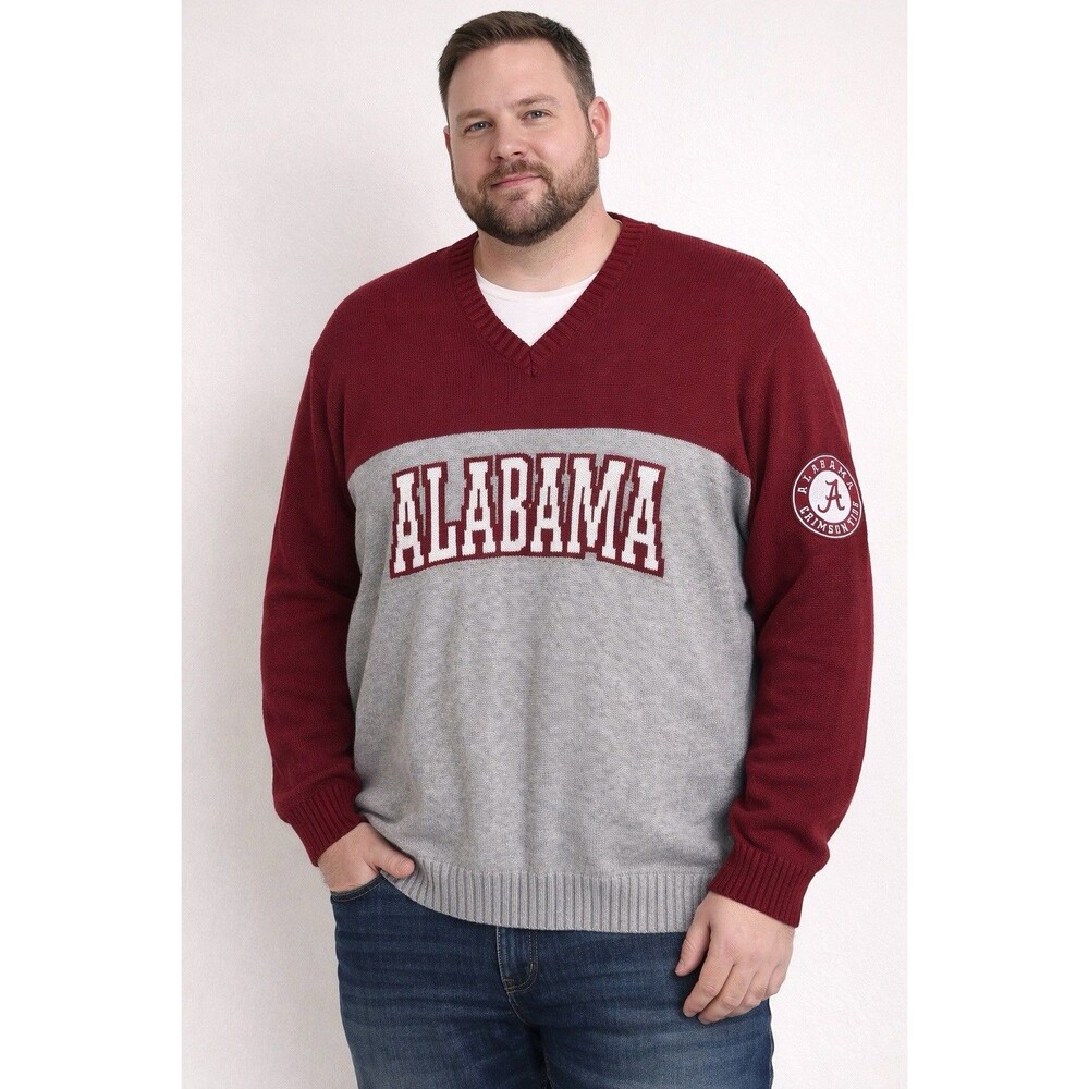 Alabama Crimson Tide ’47 Brand Men’s XXL V-Neck Sweater NCAA Crimson Gray